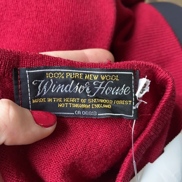 100% Wool WINDSOR HOUSE red knit short sleeve sweater Size 40 - Picture 3 of 3